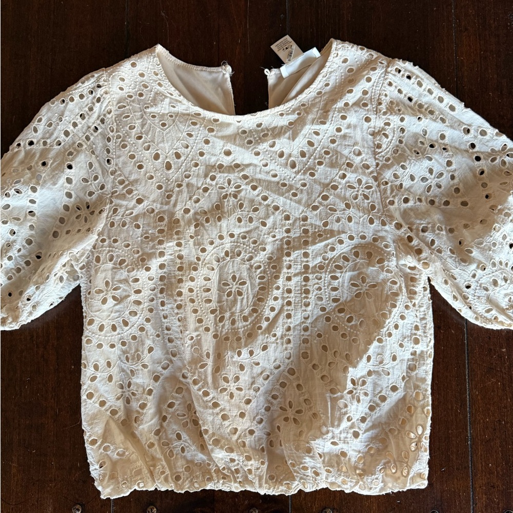 Cream Eyelet Lace Blouse
